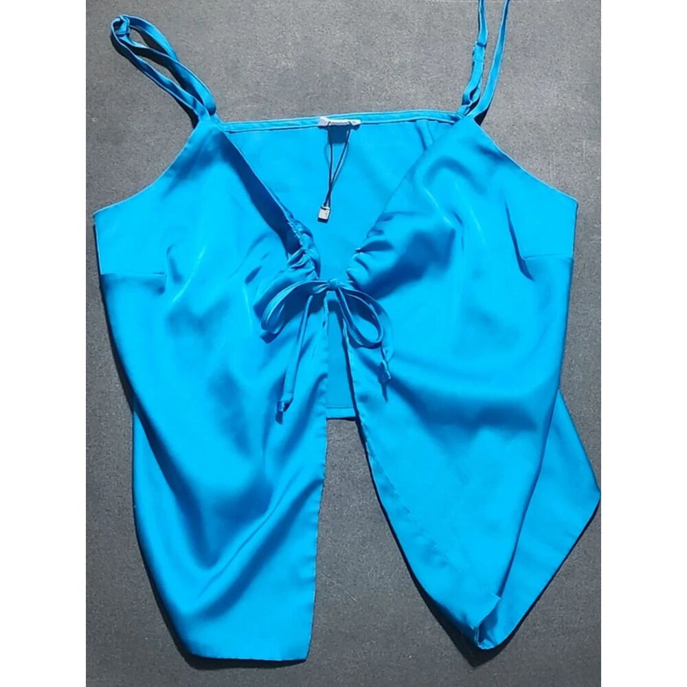 Garage satin bright blue cami spaghetti tie TO Sz. Medium